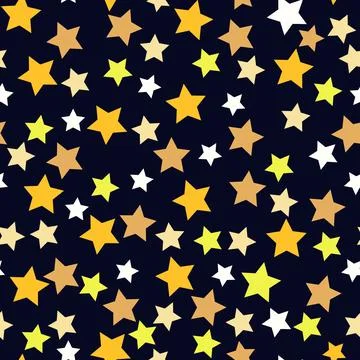 Seamless pattern with yellow stars on dark. Night stars, the space galaxy 스톡 일러스트