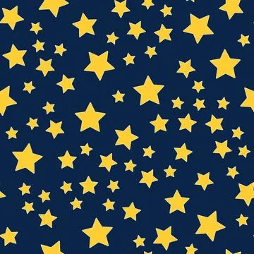 Seamless pattern of yellow stars on a dark background. Space pattern for wr.. Stock-Illustration
