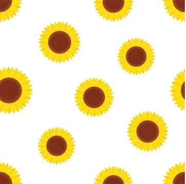 Seamless pattern with yellow sunflowers Stock Illustration