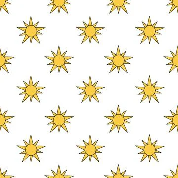 Seamless pattern with yellow suns. Simple Sunny background Stock Illustration