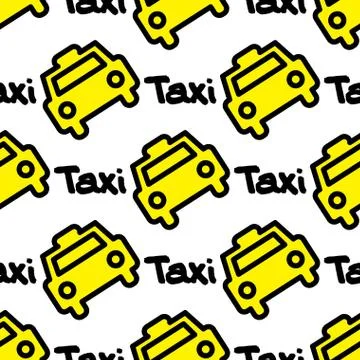 Seamless pattern yellow   taxi Illustrazione stock
