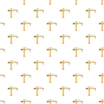 Seamless pattern with yellow tower cranes construction theme Stock Illustration