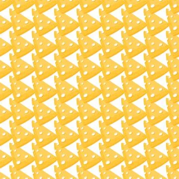 Seamless pattern with yellow triangular piece of cheese with large holes Illustrazione stock