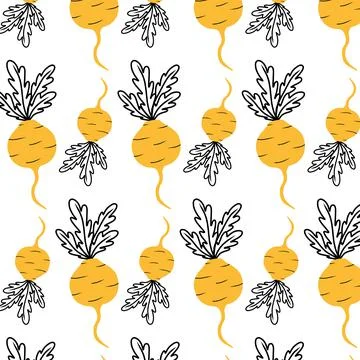 Seamless pattern with yellow turnips. Stock Illustration