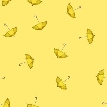 Seamless pattern yellow umbrella rain cartoon vector Illustrazione stock