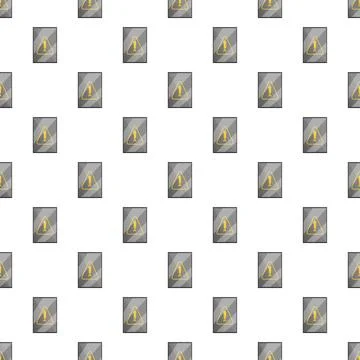 Seamless pattern with yellow warning exclamation mark 스톡 일러스트