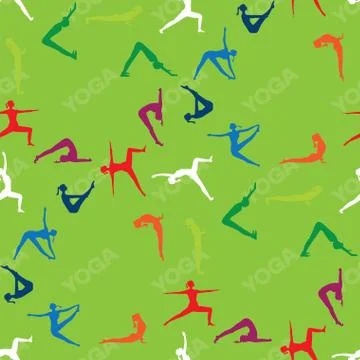 Seamless pattern Yoga poses icons Stock Illustration