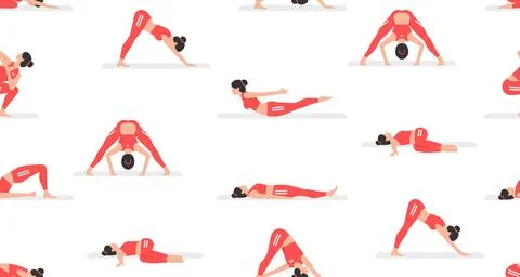 Seamless pattern with Yoga Poses Stock Illustration