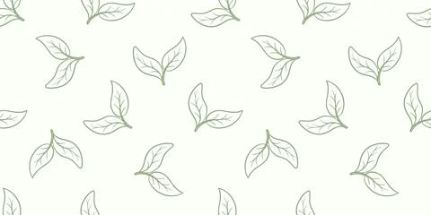Seamless pattern with young green tea leaves Illustrazione stock