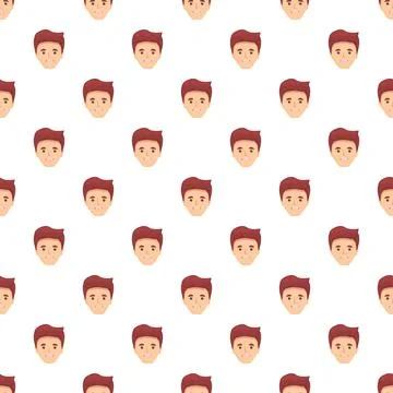 Seamless pattern of young man avatar heads Stock Illustration