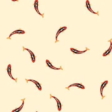 Seamless pattern zen koi fish carp cartoon vector Stock Illustration