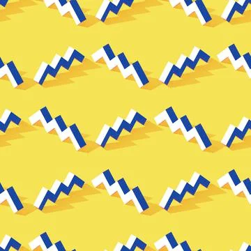 Seamless pattern with zigzag or steps shape on yellow background in modern Stock Illustration