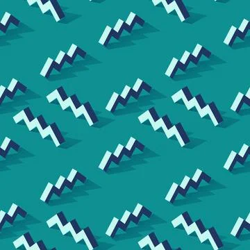 Seamless pattern with zigzag or worms shape on green background in modern dotted Stock Illustration