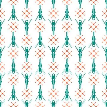 Seamless pattern with zipper. Sewing, needlework. 스톡 일러스트