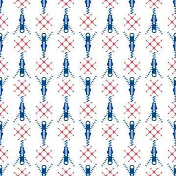 Seamless pattern with zipper. Sewing, needlework. Stock Illustration