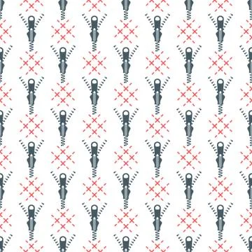 Seamless pattern with zipper. Sewing, needlework. 스톡 일러스트