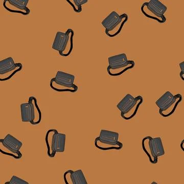 Seamless pattern zipper waist bag cartoon vector 库存插图