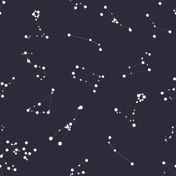 Seamless Pattern with Zodiac Sign and Stars on Cosmic Sky Background. Vector 스톡 일러스트