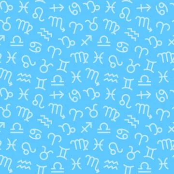 Seamless pattern with zodiac signs Stock Illustration