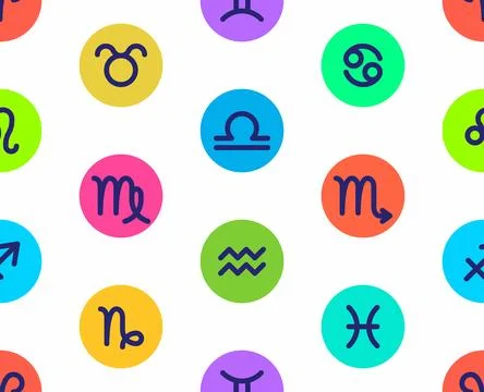 Seamless pattern with zodiac signs Stock Illustration