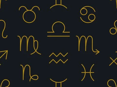 Seamless pattern with zodiac signs Stock Illustration