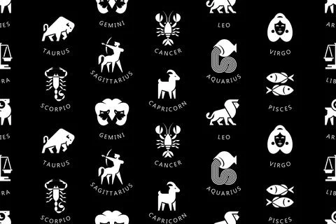 Seamless pattern of Zodiac signs Stock Illustration