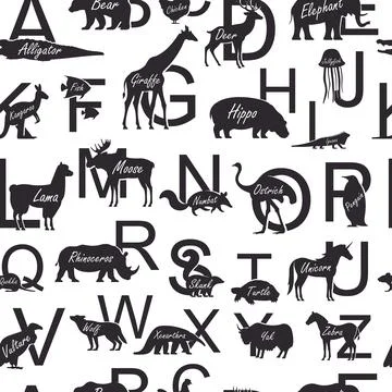 Seamless pattern with Zoo alphabet Illustrazione stock