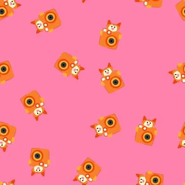 Seamless pattern zoom camera toy cartoon vector Stock Illustration