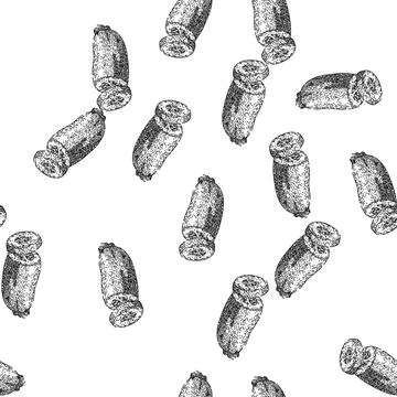 Seamless pattern zucchini marrow vegetable sketch hand drawn Stock Illustration