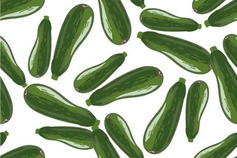 Seamless pattern with zucchini on a white background. Vector illustration on Stock Illustration
