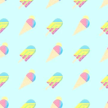 Seamless pattern.Colorful ice cream pattern perfect for restaurant menu backd Stock Illustration