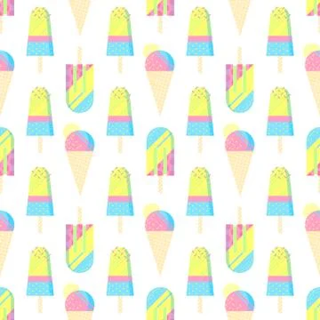 Seamless pattern.Colorful ice cream pattern perfect for restaurant menu backd Illustrazione stock