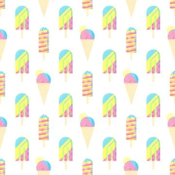 Seamless pattern.Colorful ice cream pattern perfect for restaurant menu backd Stock Illustration