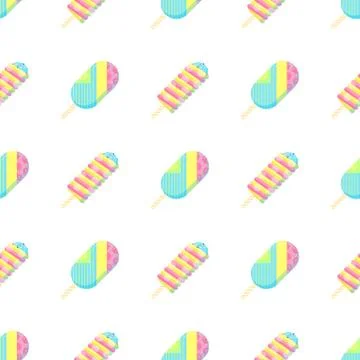 Seamless pattern.Colorful ice cream pattern perfect for restaurant menu backd Stock Illustration