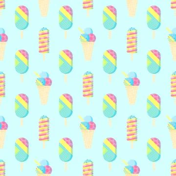 Seamless pattern.Colorful ice cream pattern perfect for restaurant menu backd Stock Illustration