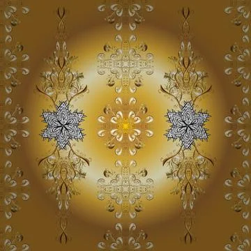 Seamless. Patterned carpet with a border frame. Illustration on black, yellow an Stock Illustration