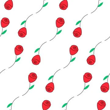 Seamless pattern,flowers roses Vector illustration on white  simple Stock Illustration