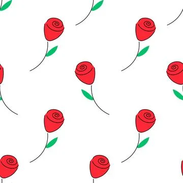 Seamless pattern,flowers roses Vector illustration on white simple Stock Illustration
