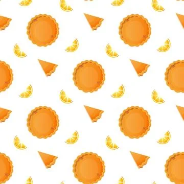 Seamless pattern,food, orange pie, baking , vector. For wrapping paper, fab.. Stock Illustration