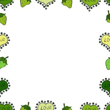 Seamless pattern.Hand drawn doodle frames. Illustration in green, black and whit Stock Illustration