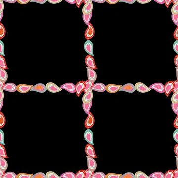 Seamless pattern.Hand drawn doodle frames. Illustration in neutral, black and pi Stock Illustration