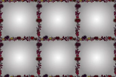 Seamless pattern.Hand drawn doodle frames. Illustration in red, white and black 스톡 일러스트