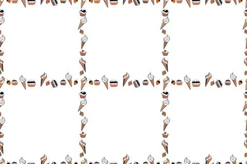 Seamless pattern.Hand drawn doodle frames. Raster illustration. Illustration in Stock Illustration