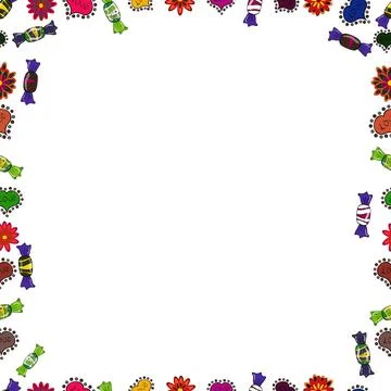 Seamless pattern.Hand drawn doodle frames. Illustration in black, red and white Stock Illustration