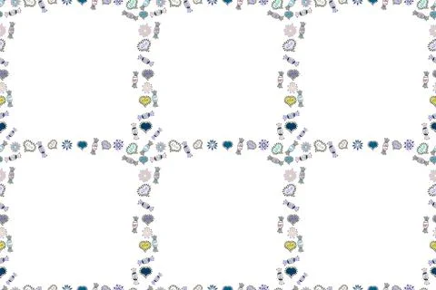 Seamless pattern.Hand drawn doodle frames. Illustration in white, gray and neutr 스톡 일러스트