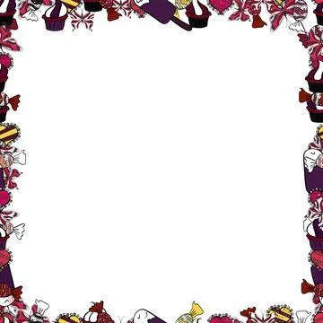 Seamless pattern.Hand drawn doodle frames. Illustration in black, white and red Stock Illustration