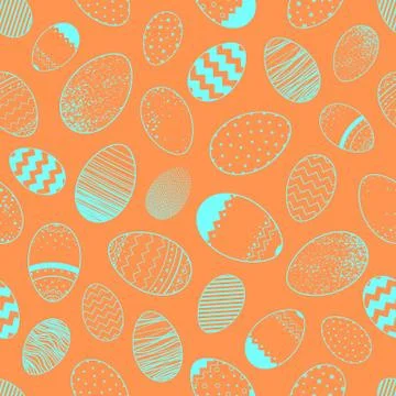 Seamless pattern.Pattern with different easter eggs.Hand drawn stylized eleme Stock Illustration