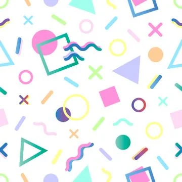 Seamless pattern.Pattern with geometric elements in memphis style.Abstract de Stock Illustration