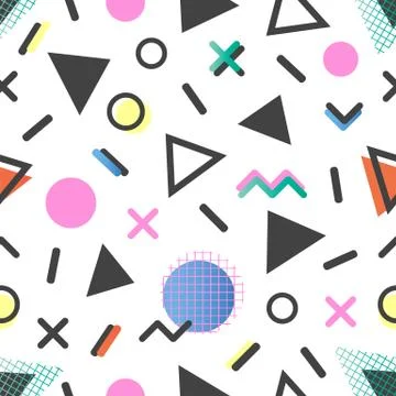 Seamless pattern.Pattern with geometric elements in memphis style.Abstract de Stock Illustration