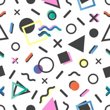 Seamless pattern.Pattern with geometric elements in memphis style.Abstract de Stock Illustration